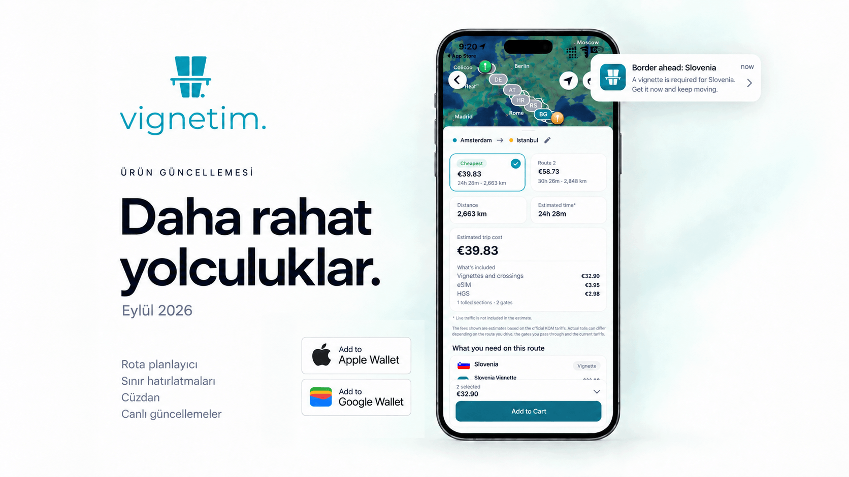 eylül 2026 vignetim uygulaması güncellemeleri